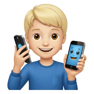 joyful little kid with a phone sticker