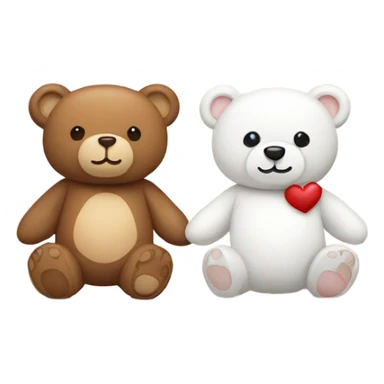brown teddy bear and white teddy bear in love sticker