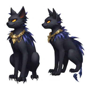 cool edgy evil pretty anthro godly legendary powerful colorful black shiny fantasy elegant nargacuga-bat-feline-Fakemon wearing a collar, techwear punk style, beautiful mane, full body sticker