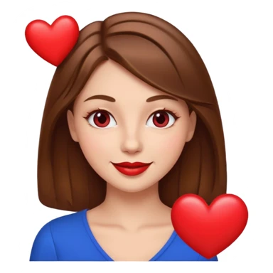 brownhaired woman with red lips and hearts in eyes sticker