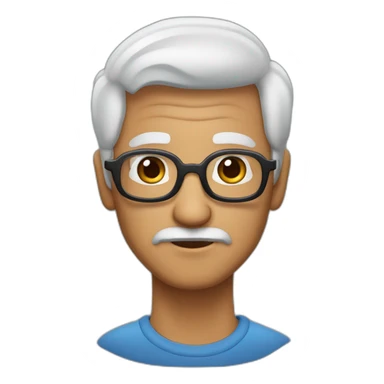 Abuelo,lentes azules, pelo corto, cejas negras y barba corta a sticker