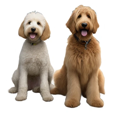 Golden doodle and  black labradoodle sitting on dock sticker