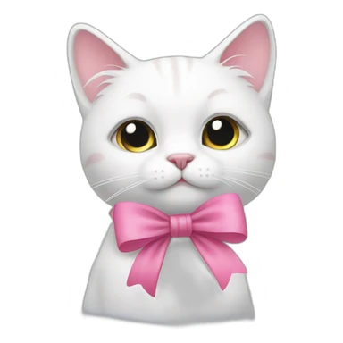 White cat with a pink bow sticker