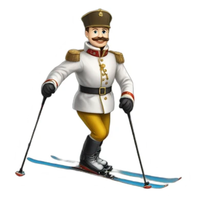 Nicholas II of Russia is  skiing sticker