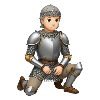 a kneeling knight looking to the ground sticker
