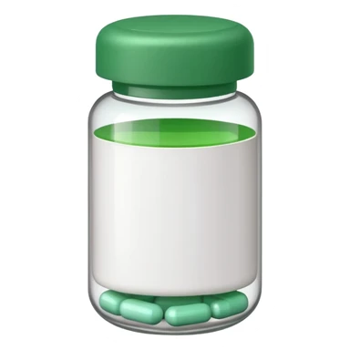 Green lid, white pill bottle sticker
