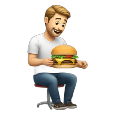 Homme gros qui mange un burger sticker