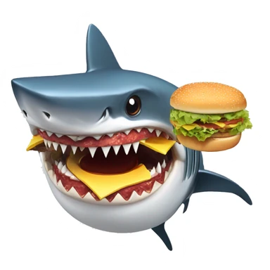 Shark eating a burger sticker