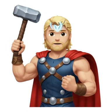 The hero Thor proudly holds justice in his raised hand. sticker