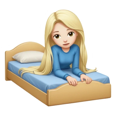 Blonde girl bent over on a bed sticker