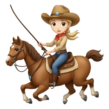 girl wearing cowboy hat riding a horse holding a whip sticker