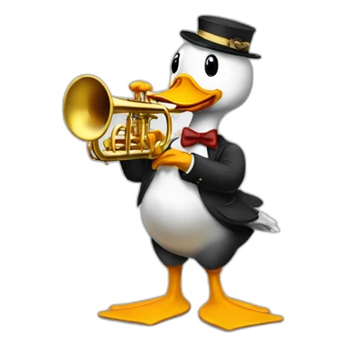 duck playing a trumpet sticker