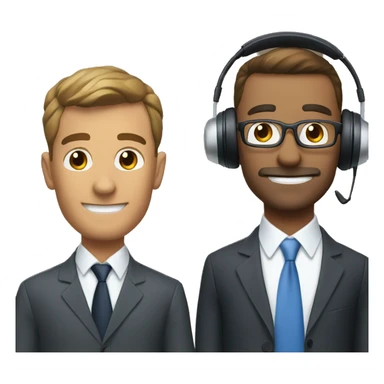 2 businessmen with headsets for podcast  sticker