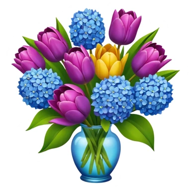 tulip, hyacinth and hydrangeas boquet sticker