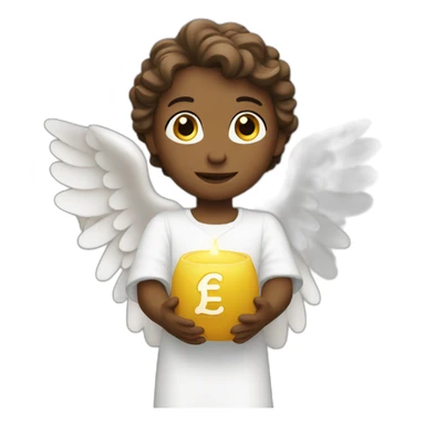 angel holding € sticker