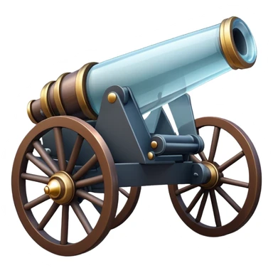 a cannon made of glass, transparent, fragile sticker