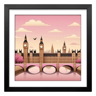 london in beige brown and pink tones sticker