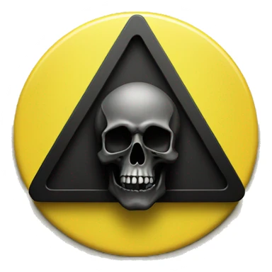 Black skull sign in the middle of a yellow triangle sticker
