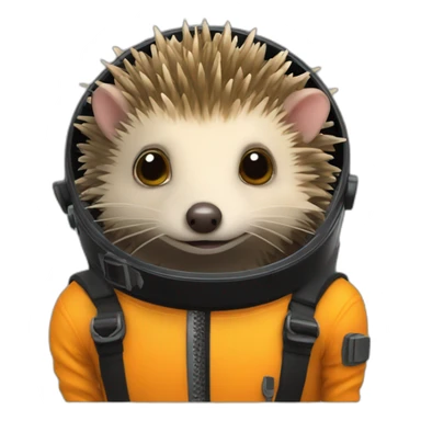 hedgehog in black rubber shiny diving suit sticker