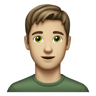 Young man with straight brown hair and green eyes sticker