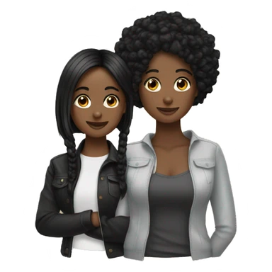 3 girls friends  with all black hair  sticker