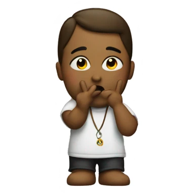 Blowing a kiss holding the peace sign sticker