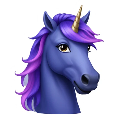 Purple unicorn with navy blue hair and purple and pink streaks sticker