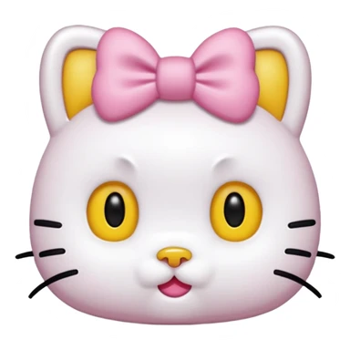 hello kitty, no mouth, yellow nose, black beady eyes, a pink bow on her right ear, it has to look accurate to hello kitty, just her head, no body sticker