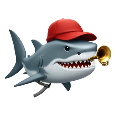 shark in a red hat plays the saxophone sticker