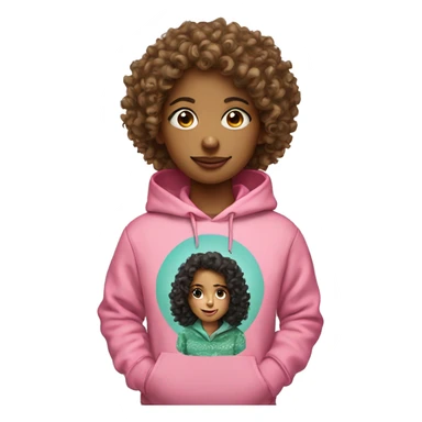 Curly headed girl with pink Christmas hoodie  sticker