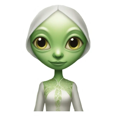 Photo realistic, alien female green,  on white china dragon infinite story sticker