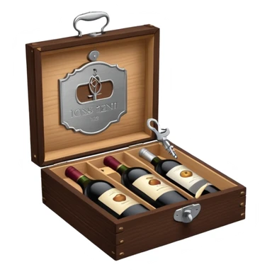 wine box with a corkscrew sticker