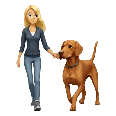 Vizslas walk with blonde girl sticker
