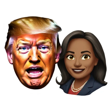 create an emoji of Donald Trump, painting an image of Kamala Haris  sticker