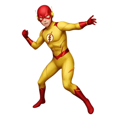 Reverse Flash DC Comics villain in yellow suit with red lightning sticker
