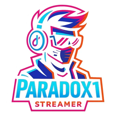 logo for TikTok streamer named ParadoX1, neon cyberpunk style, bold colors sticker