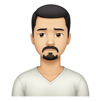 Man with black hair and goatee with neck bent over in pain sticker