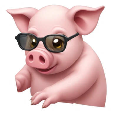 Pig playing computer game sticker