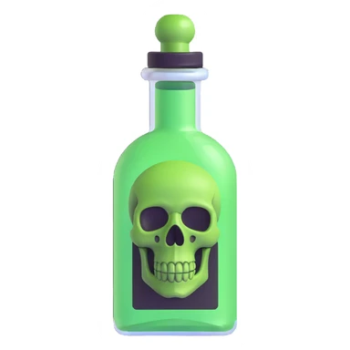 bubbling green poison vial with skull label sticker