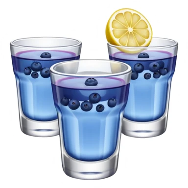 Four, shot glasses with blueberry lemon drop in them  sticker