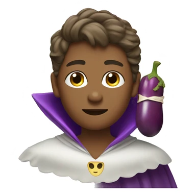 David wearing pride flag cape and eating eggplant sticker