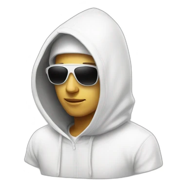 white hacker white sun glasses and hood sticker