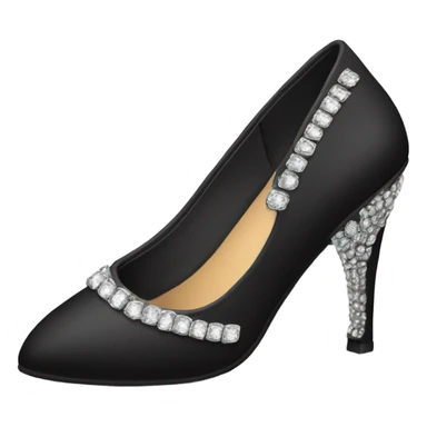 Black pointed low heels with rhinestone band  sticker