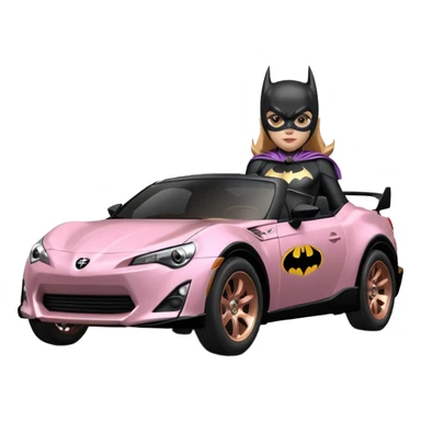 Relaxed adult 60’s Batgirl’s full reality crime fighting themed Satin black and rose gold painted Scion FR-S pursuit vehicle hot rod off road capable  sticker