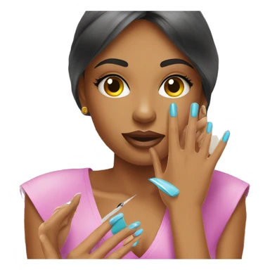 Girl getting a manicure at nail salon sticker