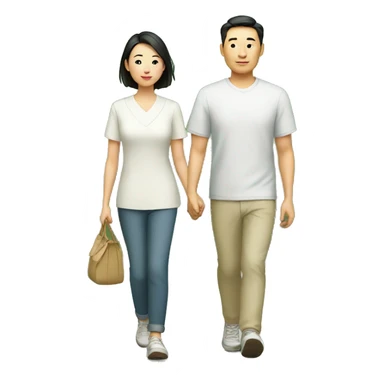 a Chinese couple taking a walk sticker