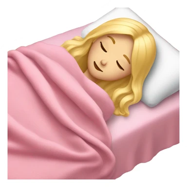 blonde girl sleeping on side with pink blanket sticker