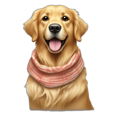 golden retriever dog wearing a Keffiyeh sticker