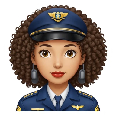 pilote d'avion femme métisse avec les cheveux bouclés sticker