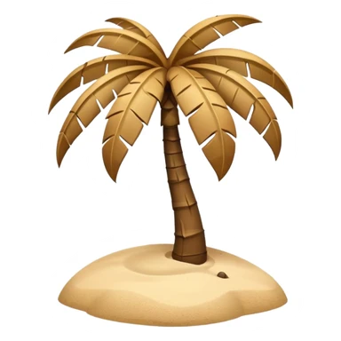 A 3D cartoon coconut palm tree with coconuts near the top and a sandy base, tropical light setting, Memoji-style realism. sticker